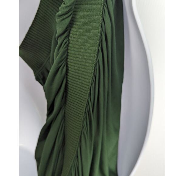 Jean Paul Gaultier Soleil Green Ruched Mesh Knit Skirt Asymmetrical VTG 90's L - Picture 7 of 12